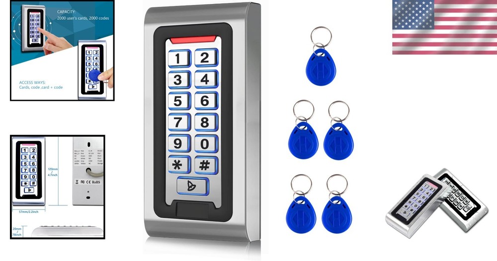 User-Friendly Weatherproof Access Control Keypad - 2000 Users & Bright Backlight
