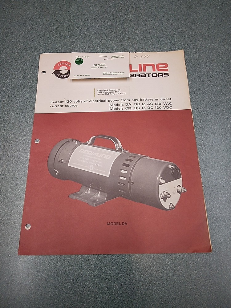 Redi Line Motor Generator Model DA Catalog