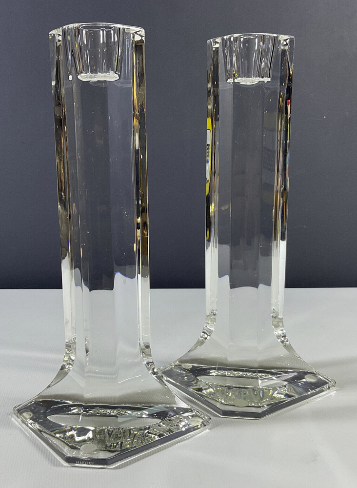 Riedel Crystal Prisma 8" Single Light Candlestick Set of 2