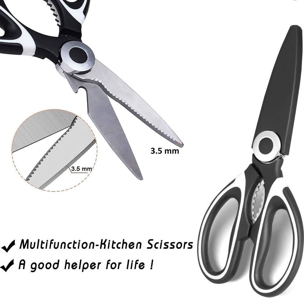 2 Pack Multipurpose Kitchen Shears Ultra Sharp Heavy Duty Scissors Black Red