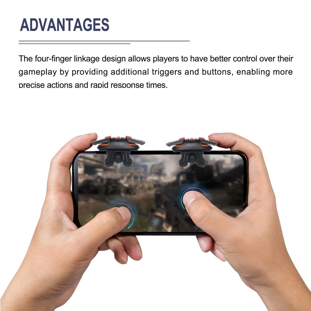 Gaming Trigger Mobile Game Controller Six-Finger Linkage Burst Shooter Black