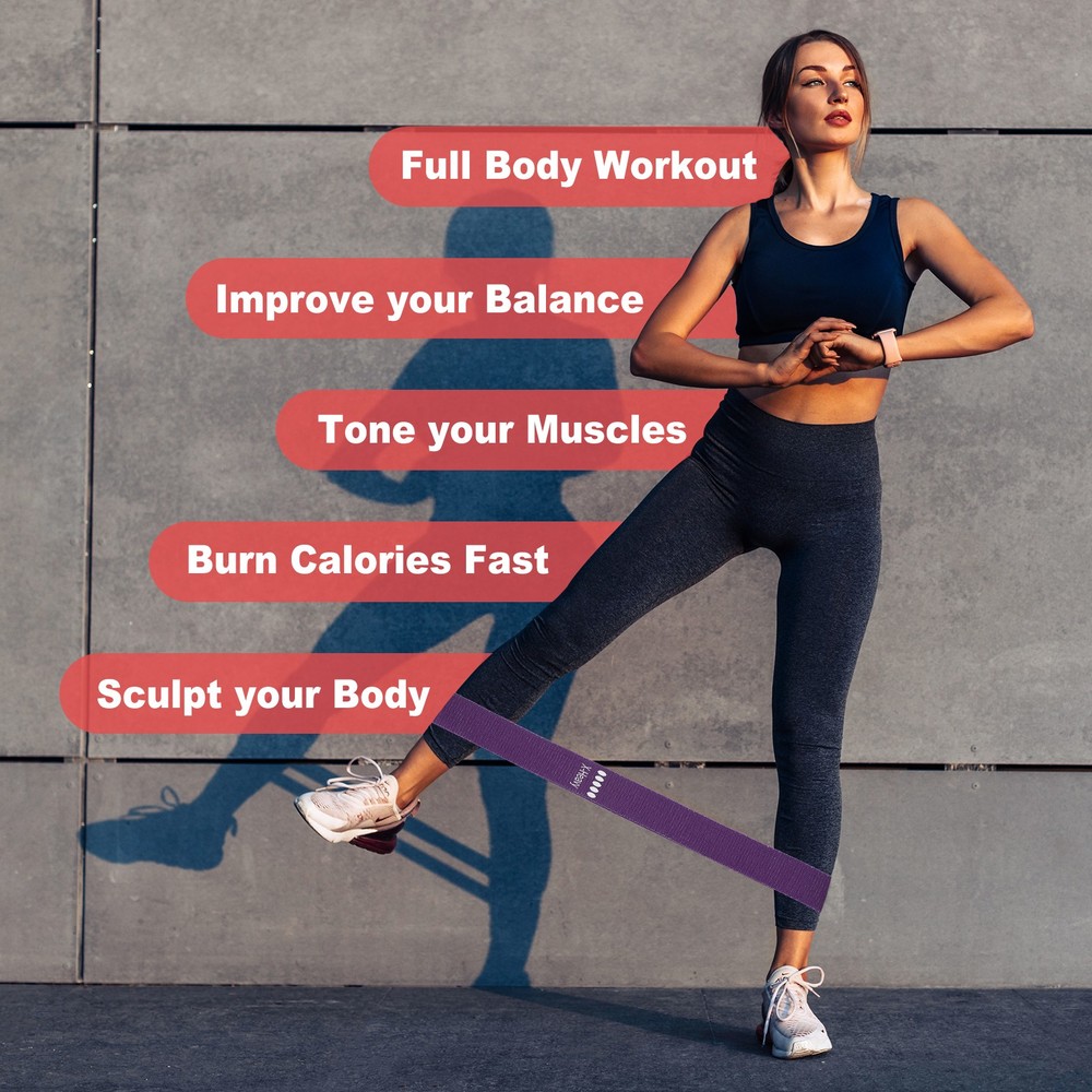 Elastic Fabric Resistance Bands Exercise Workout Bands Light, Pink 5 Pack