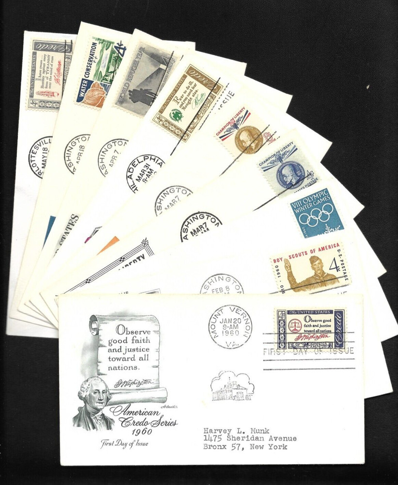 US FDC 1960 Year Set 40 First Day Covers All Cacheted With Addresses |