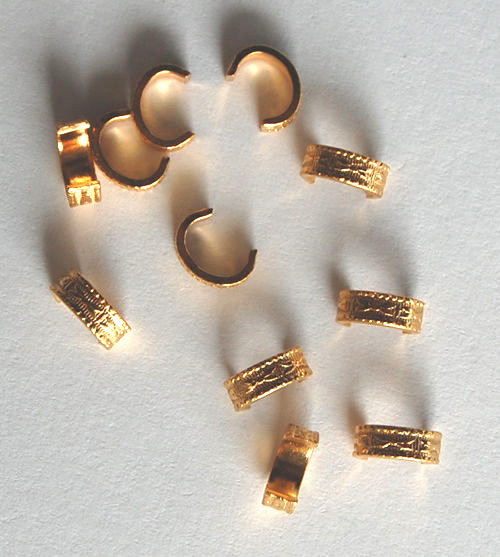 VINTAGE TINY STAMPED PATTERN BRASS FOLD OVER FOLDOVER CONNECTOR FINDING • 6mm