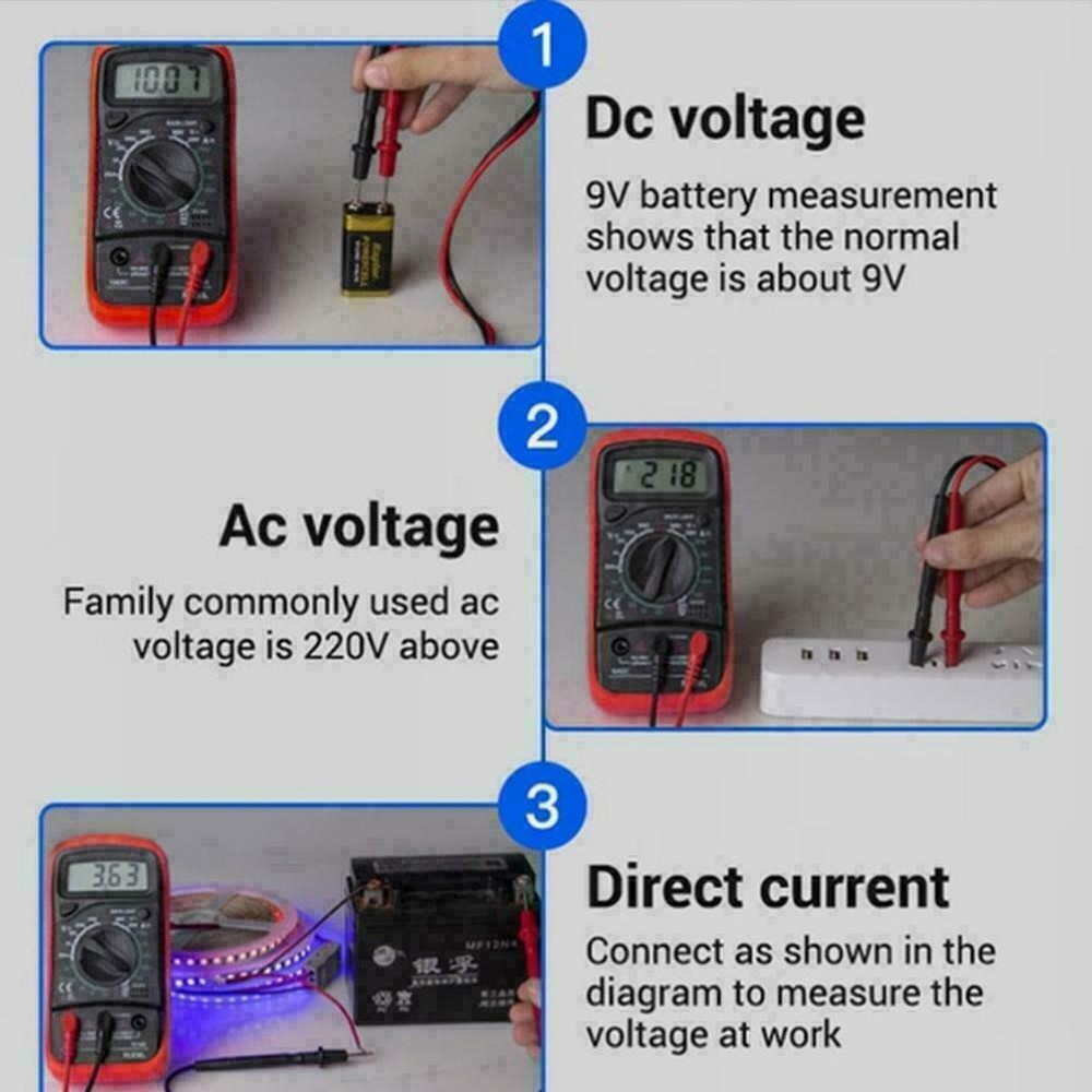 Digital Multimeter AC DC Voltmeter Ammeter Ohmmeter Volt Tester Meter XL830L