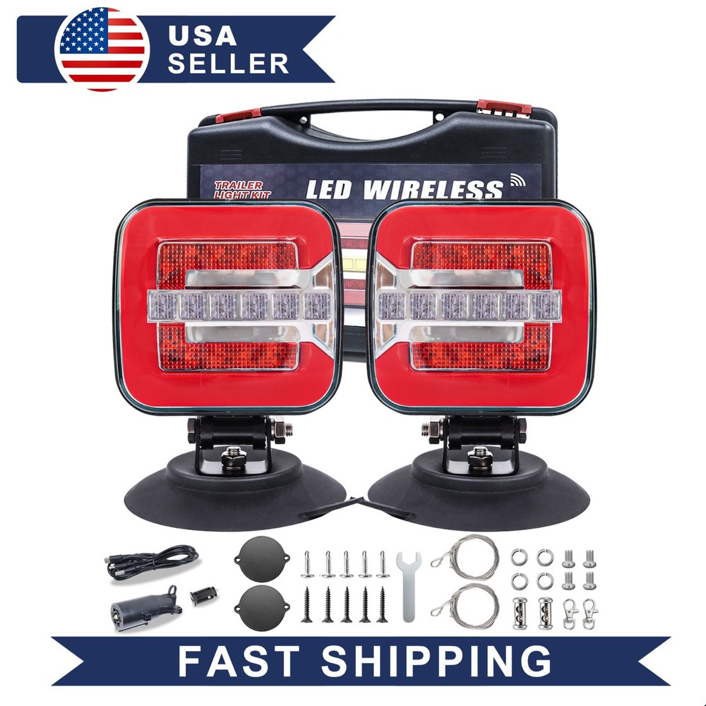 Magnetic Wireless Trailer Light Kit 2.4GHz IP67 Waterproof 9 Hours Runtime