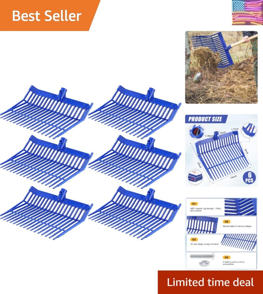 6 Pcs Manure Fork Head Bulk 18 Tines Pitch Fork Replacement Head with Screws ...