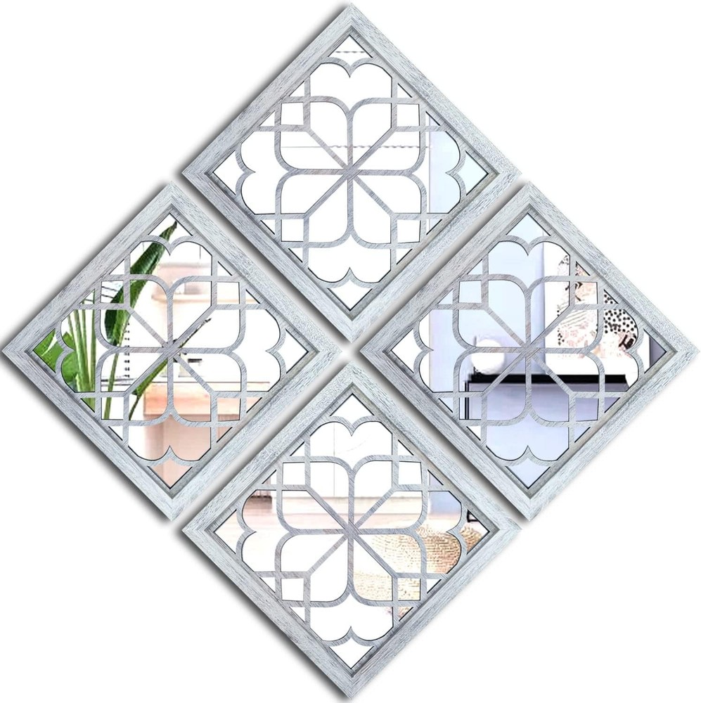 Set of 2 Rectangular Wall Mirror,Gorgeous Rustic Farmhouse Accent Mirror,Caramel