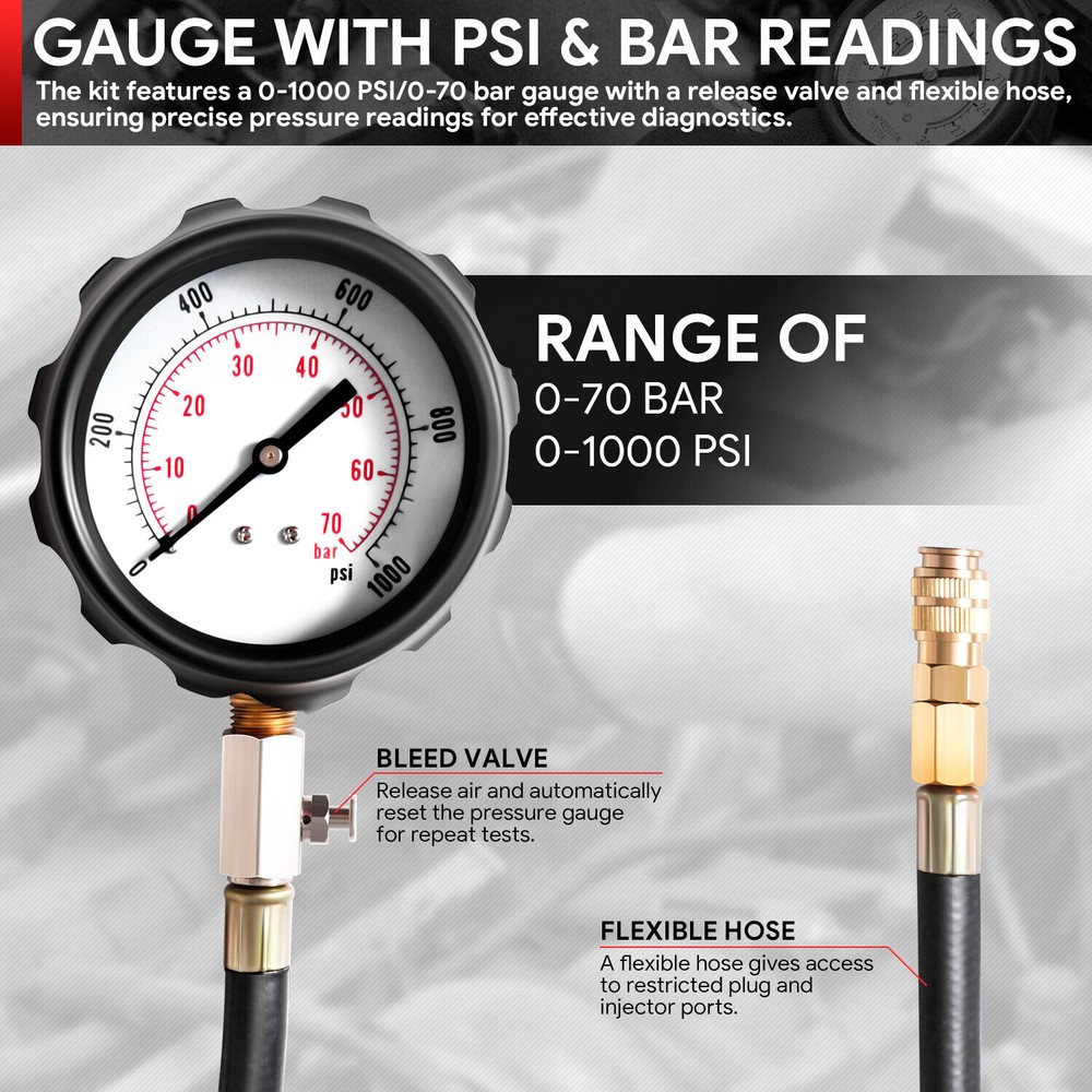 TU-15B Cylinder Diesel Engine Compression Gauges Pressure Meter Tester Tool Kits