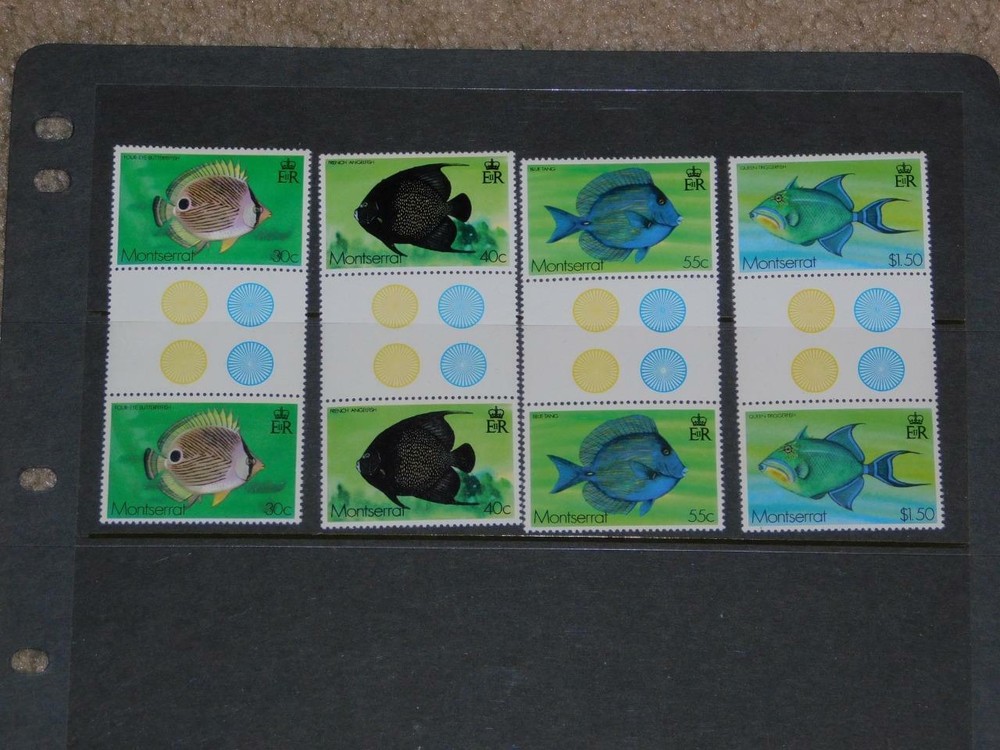 MONTSERRAT-SCOTT# 381-84, FISH, GUTTER PAIRS, MNH