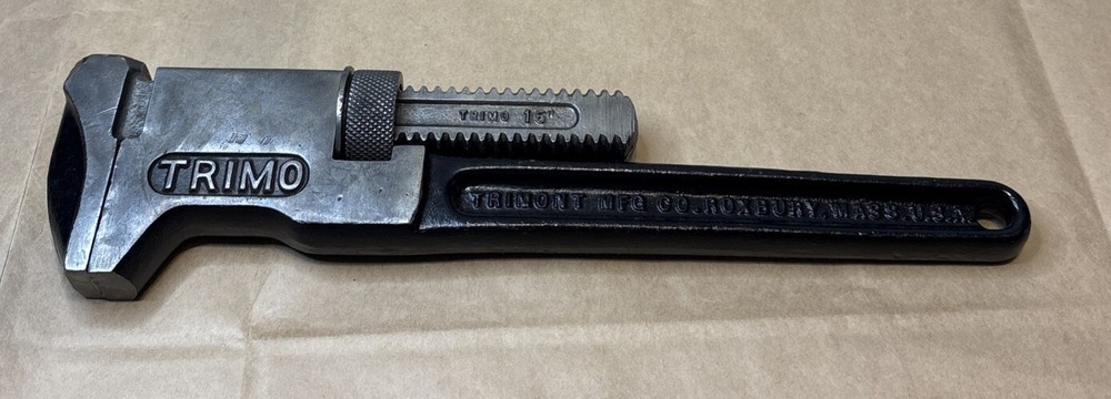 TRIMO 15” Pipe Wrench Machinist Tools Roxbury Mass. USA