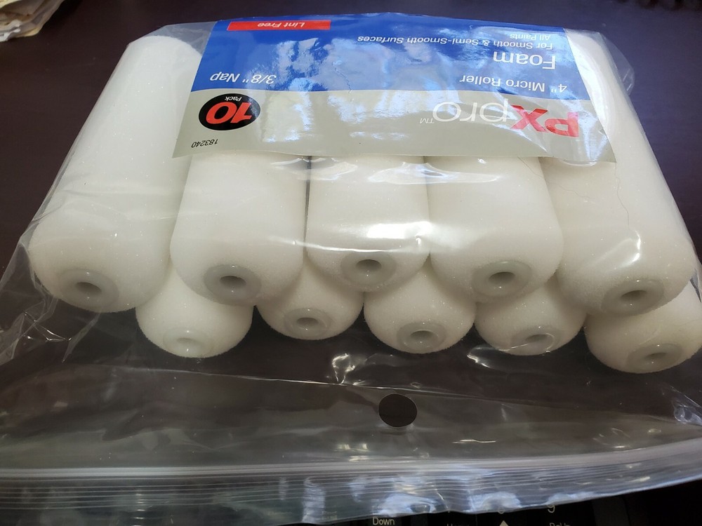 4" Foam Micro Cover Roller Refills, PX Pro 183240, 10Pk