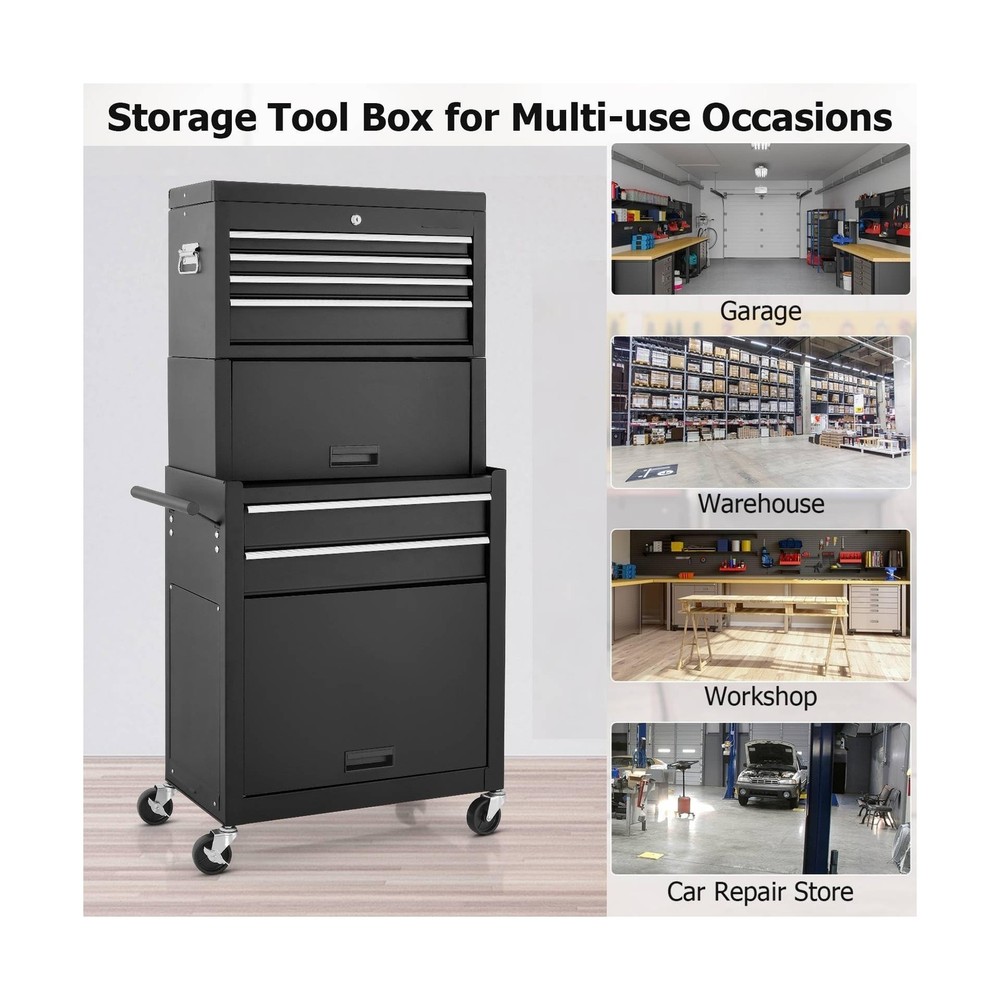 TANGZON Rolling Tool Chest Combo, Lockable Tool Cabinet with Wheels, Drawers,...