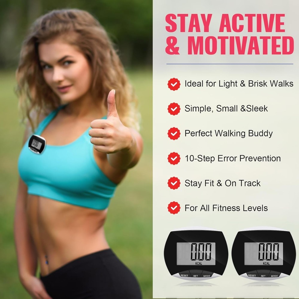 Portable Pedometer with Large LCD Screen