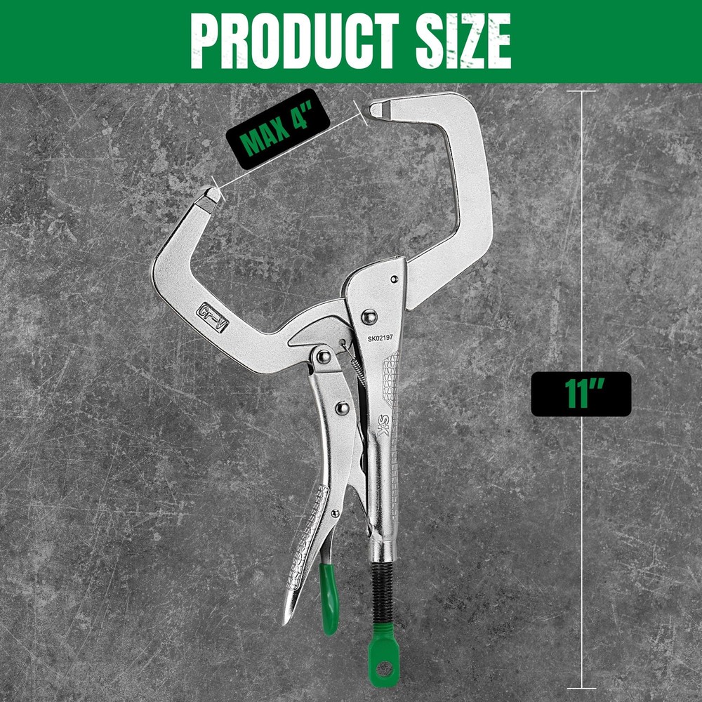 11" Cclamp Locking Pliers with Regular Jaws, Premium CRV Construction, Ergono...