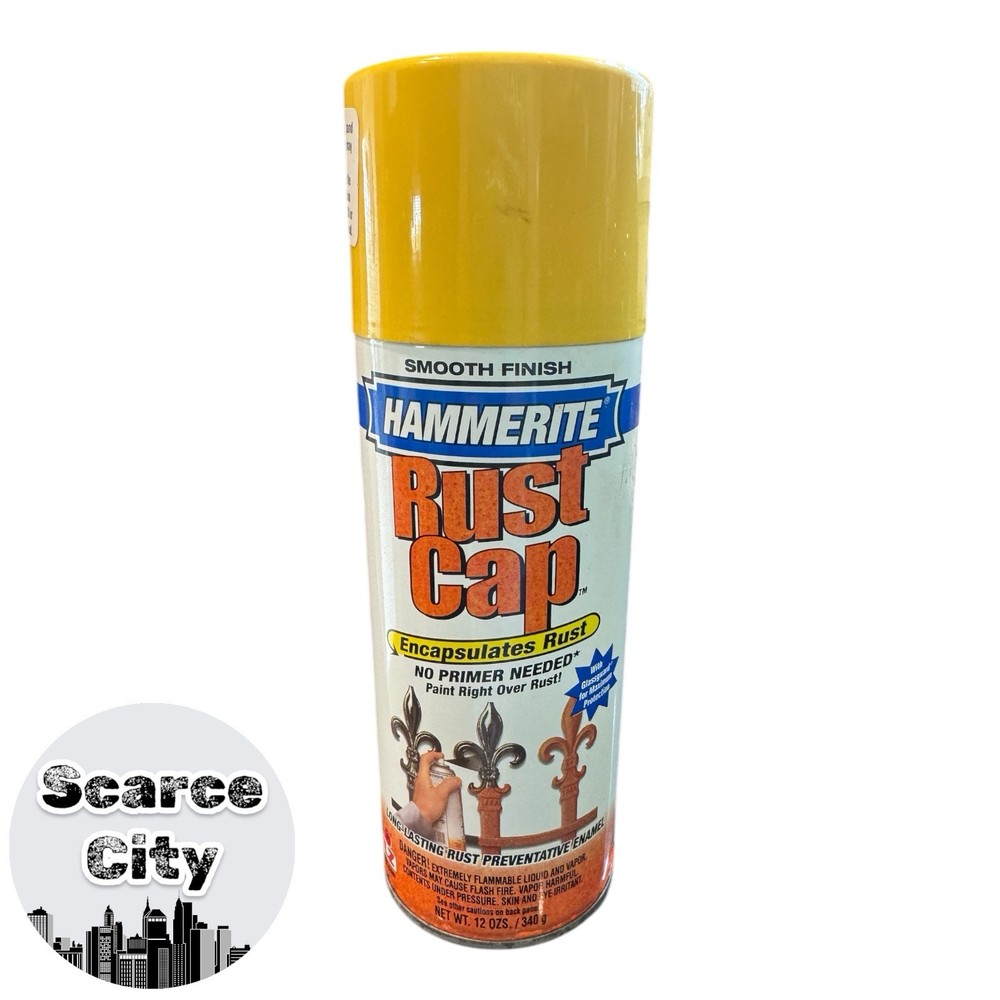 Hammerite Spray Paint Rust Cap Bright Yellow Smooth Finish Discontinued HTF