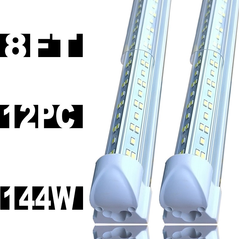 12/48PC 8FT LED SHOP LIGHT V-SHAPE 144W 6500K  LED Tube Light Linkable Ceiling