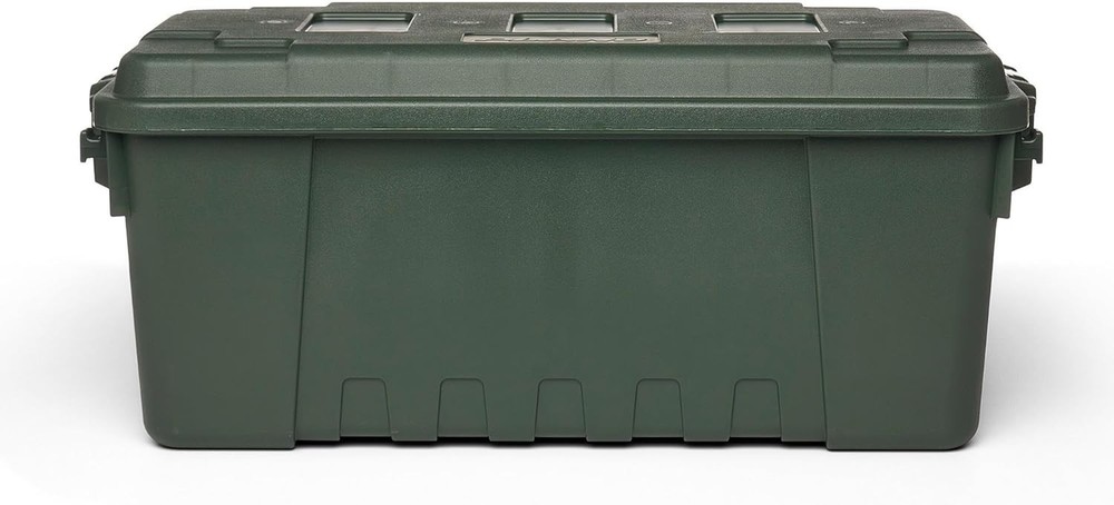 Spacious Olive Drab Storage Trunk with Latch Closure - Weather-Resistant Design
