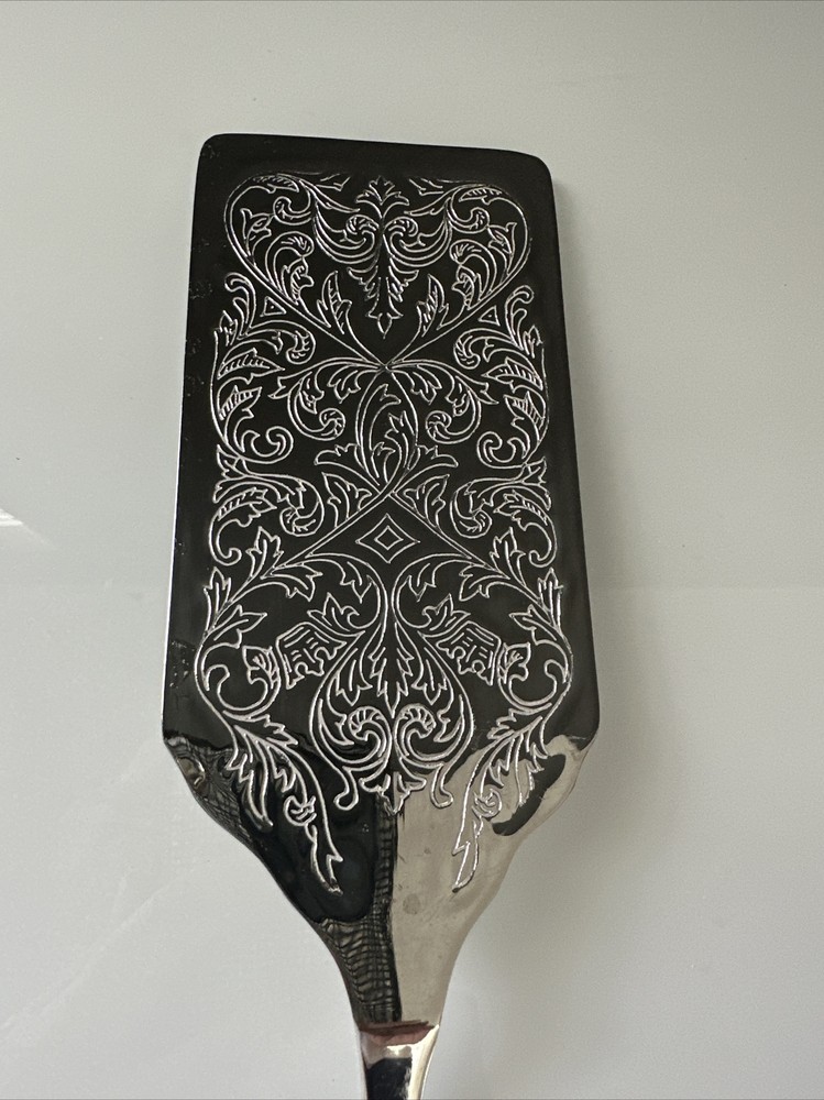 Vintage Engraved Rectangle Cake Slice Server Silver Wedding Christmas Cutlery