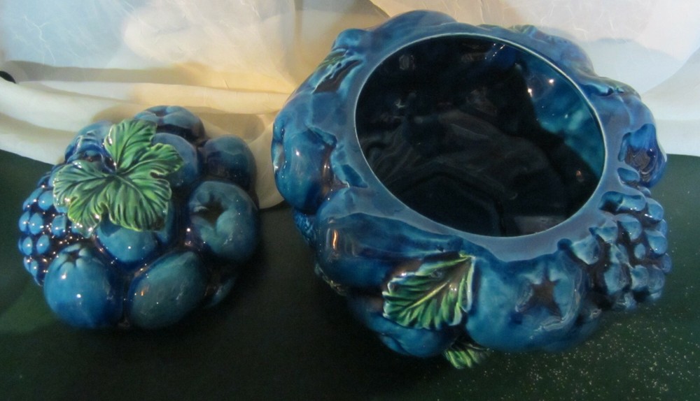 Vintage Mood Indigo blue fruit cookie jar
