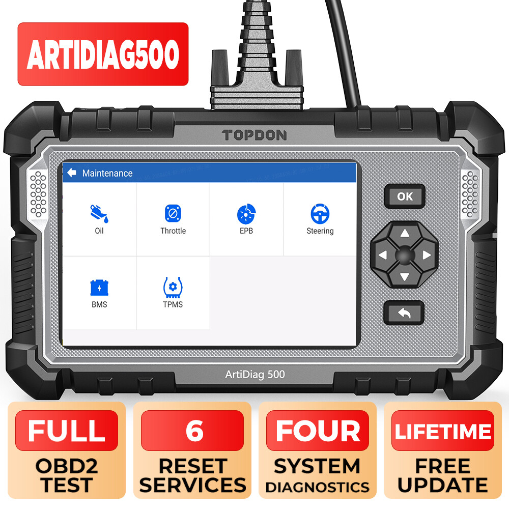 TOPDON OBD2 Code Reader AD500 with Engine Transmission ABS SRS Diagnosis 6 Reset
