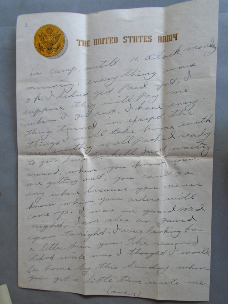Camp Campbell, KY, Nov.1945 letter