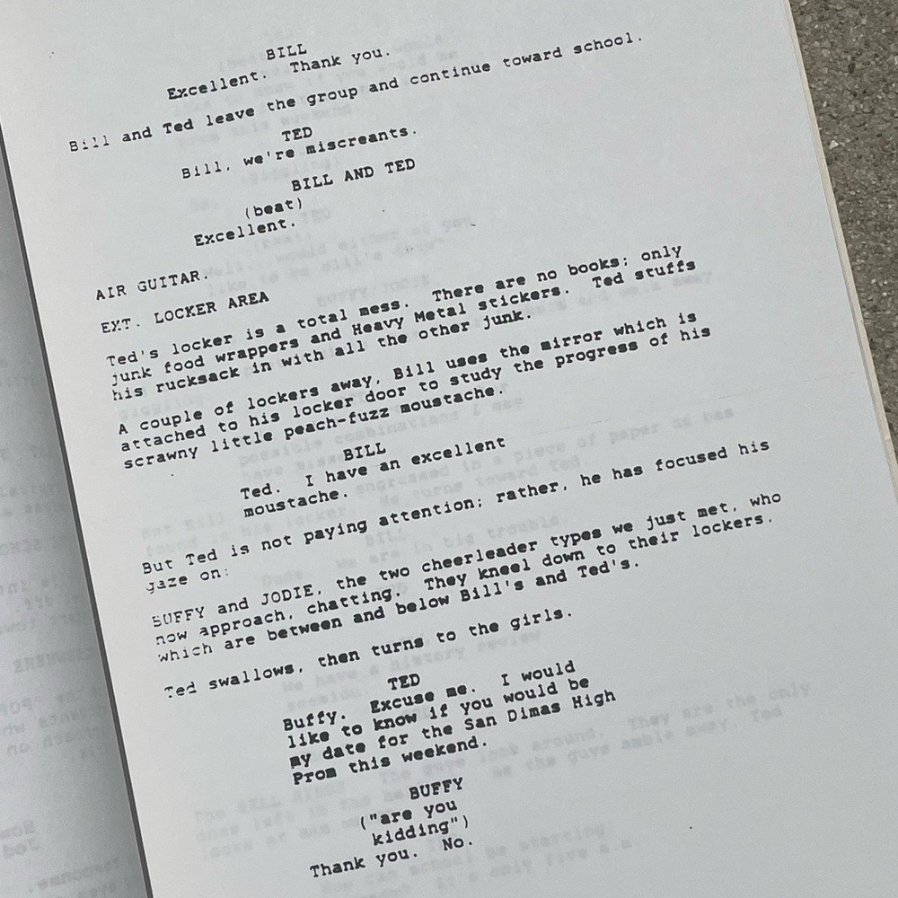 1987 Bill & Ted’s Excellent Adventure Movie Final Shooting Script & Continuity