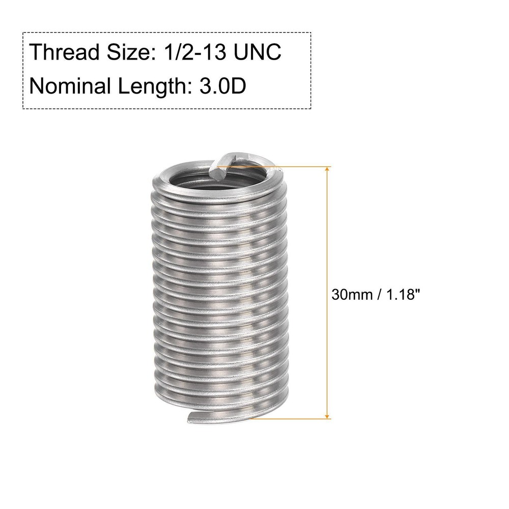 10pcs 1/2-13 UNC 3.0D 304 Stainless Steel Wire Thread Insert Threaded Sleeve