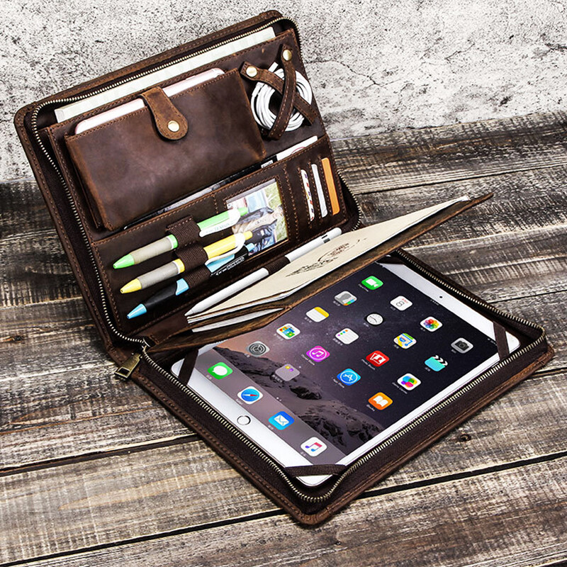 Genuine Leather Tablet Case Multi-Function Bag Fit For iPad Pro 10.5 Samsung