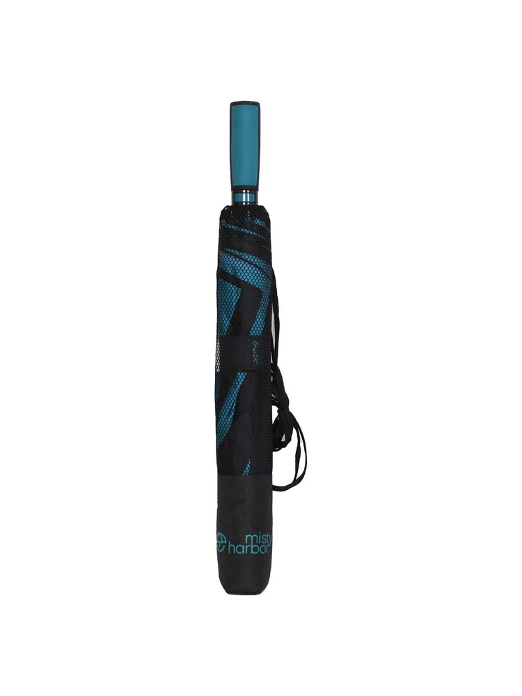 Misty Harbor Automatic Open Two Person Rain Umbrella Black Teal