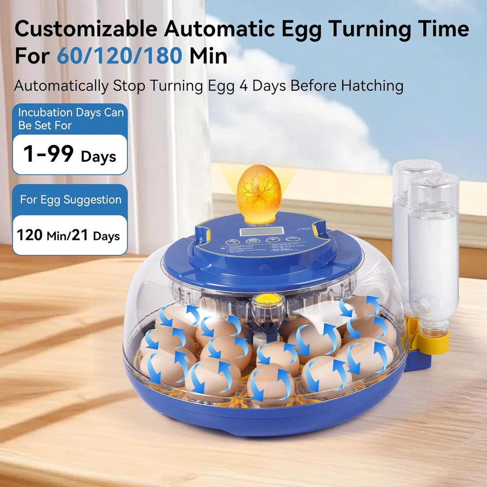 18 Egg Incubators for Hatching Eggs, Chicken Egg Incubator with Automatic Egg Tu