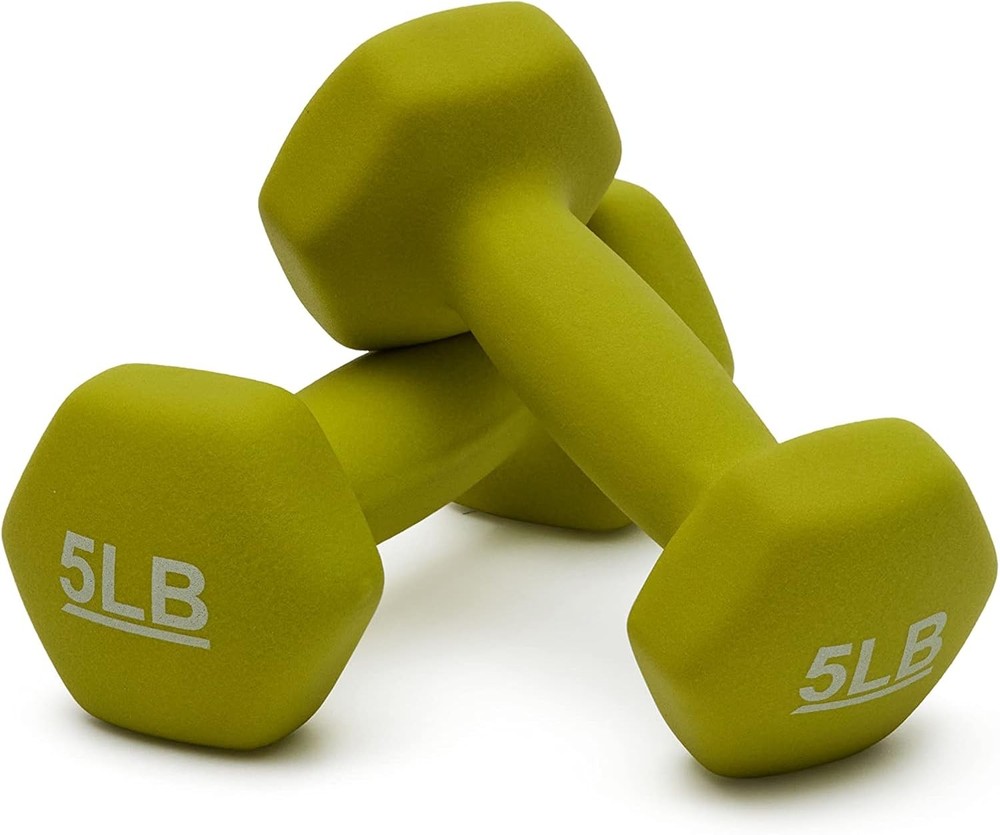 Neoprene Dumbbell Hand Weights for Exercise - Green - 5 Pound