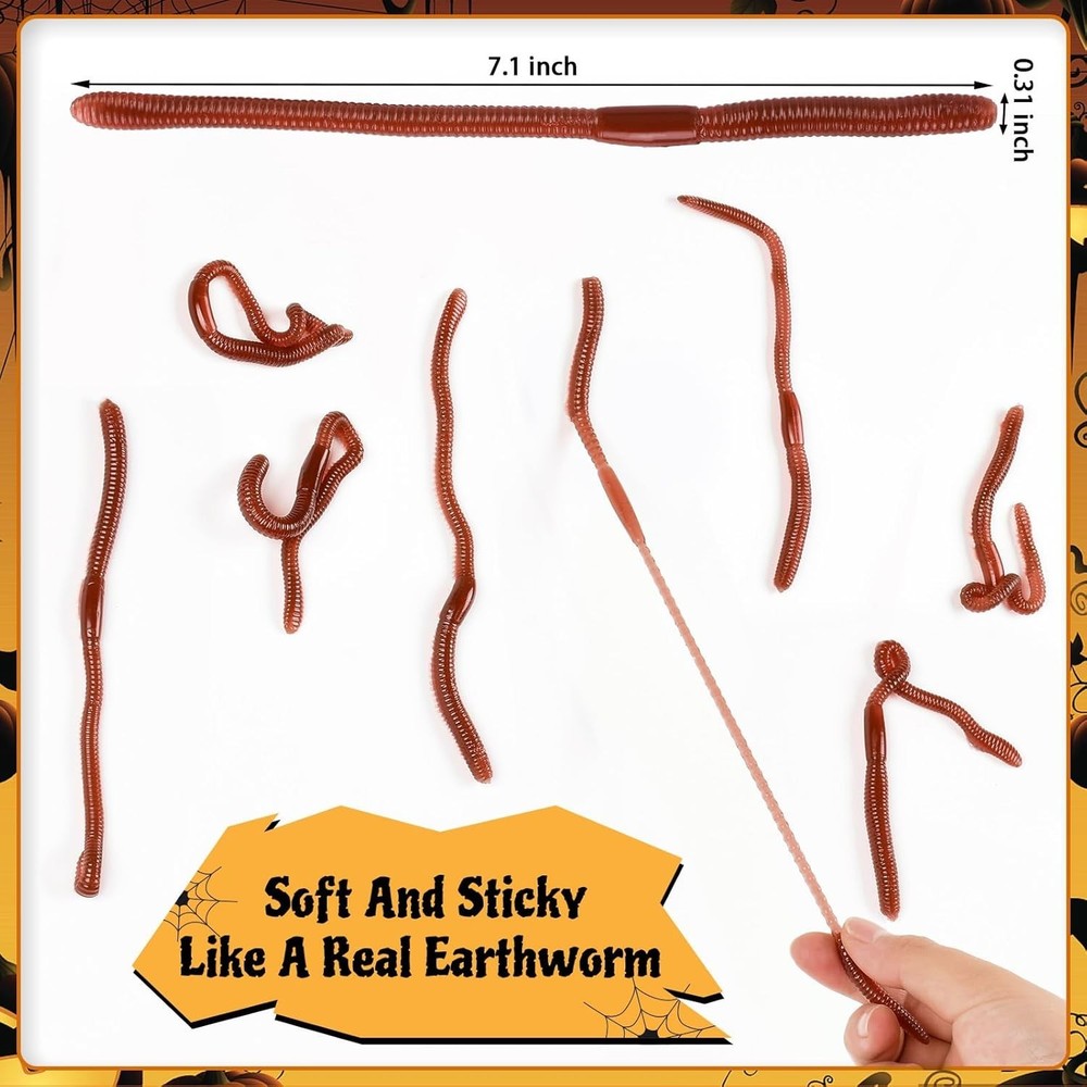 Stretchy Fake Worms Bundle - Halloween Prank