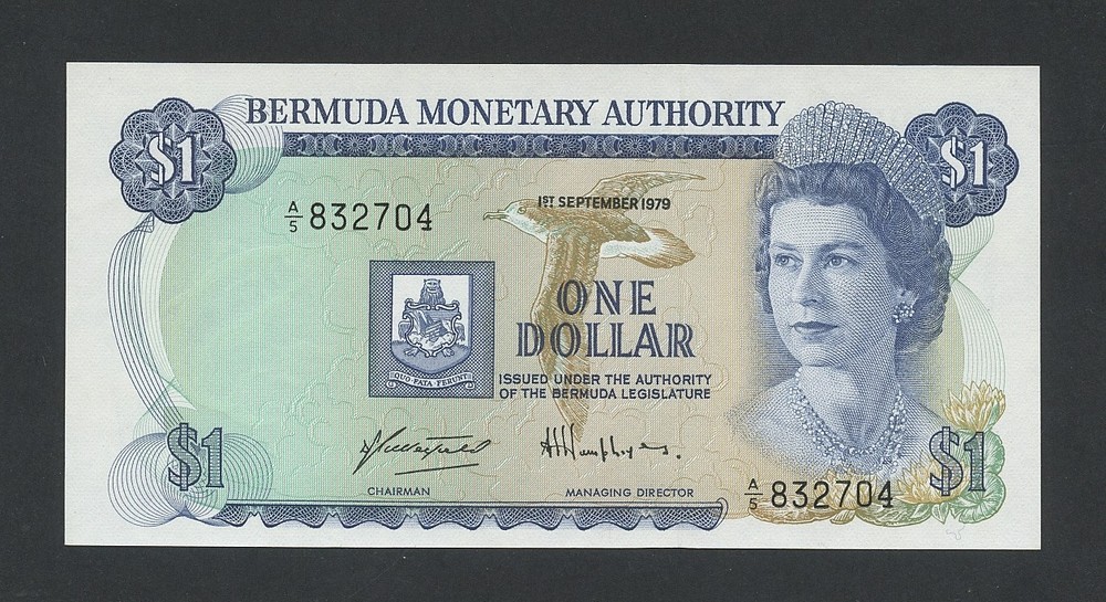 BERMUDA $1 note 1979 QEII Krause 28b Uncirculated Banknotes