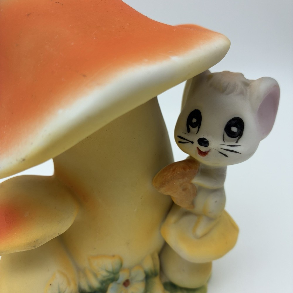 Vintage Lefton Mouse Mushroom Butterfly Ceramic Nightlight Light MCM