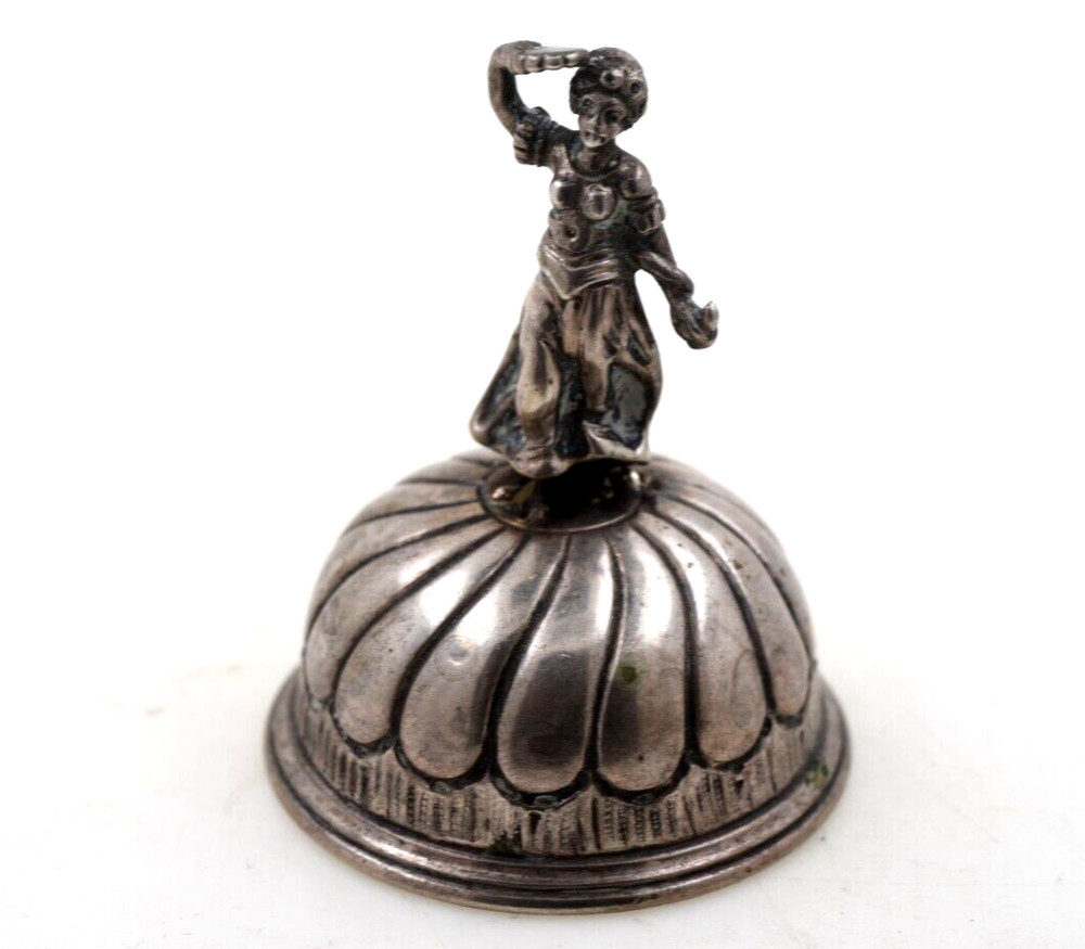 800 Silver Antique Dinner Bell Germany Figural Handle