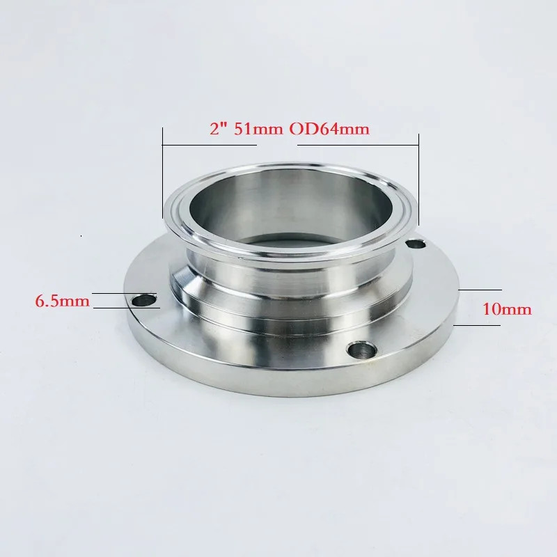 2" SS304 Tri-Clamp Flange OD64mm Stainless Steel Sanitary Pipe Fitting Brewer