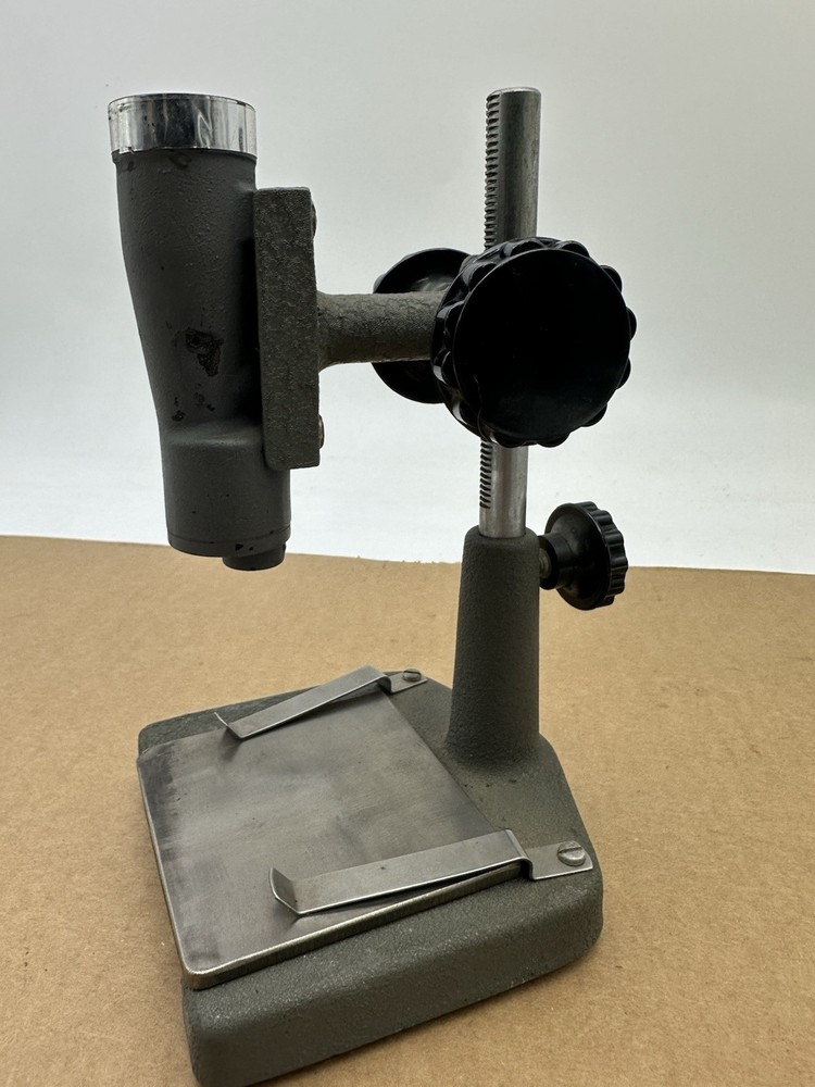 Vintage Optical Microscope Cast Iron Base Adjustable Stand Only - Unknown Maker