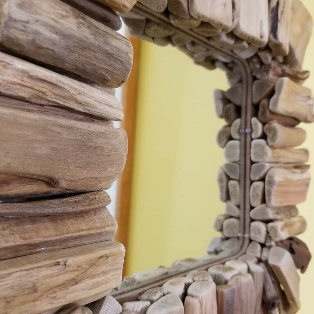 Handmade Driftwood Mirror Square 10"x10"