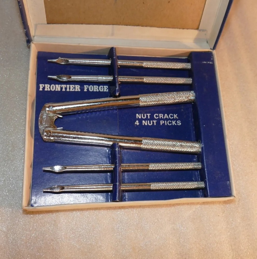 Frontier Forge Nut Crack 4 Nut Picks and Cracker with original box VGC