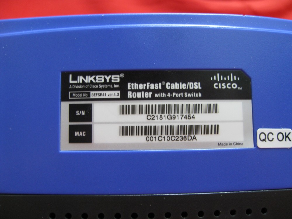 LINKSYS Ether Fast Cable/DSL Router Model - BEFSR41 new open box