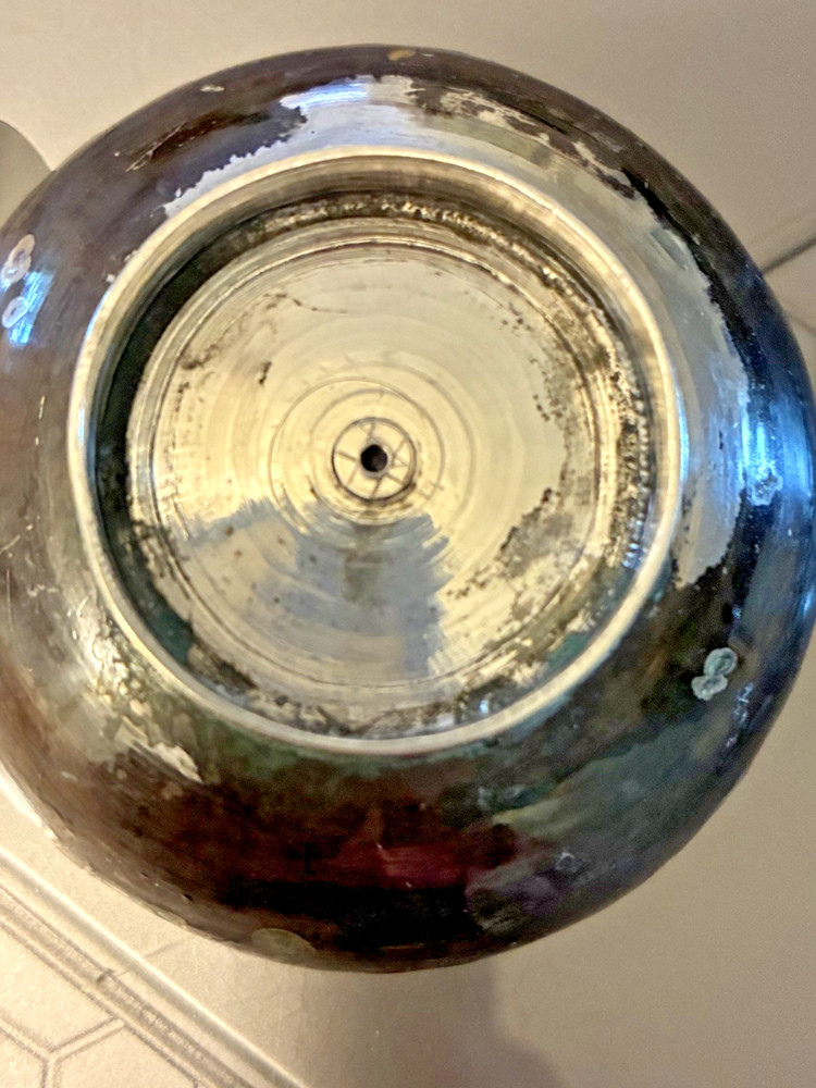 Vintage Judaica Footed Cup Bowl Blessing Tiny Engraved