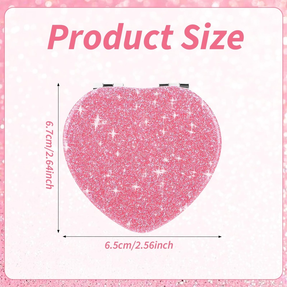 Heart Shaped Folding Compact Mirror Double Sided Magnifying Travel Makeup Mirror