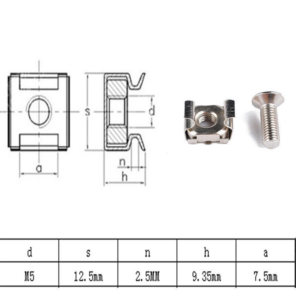 10pcs M5 Mounting Screws& Cage Nuts For Server Network AV Rackmount Equipment