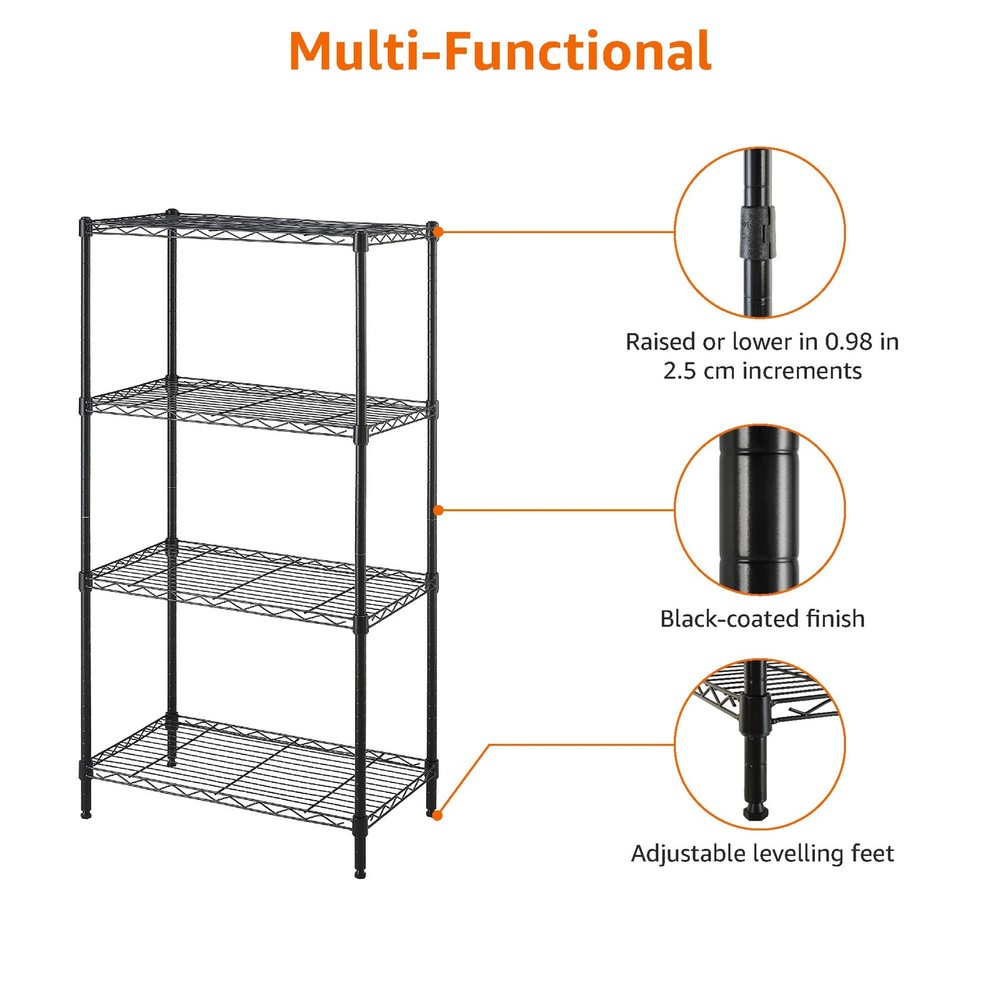 Amazon Basics 4-Shelf Steel Wire Storage Rack, Adjustable, Sturdy, Easy Assembly