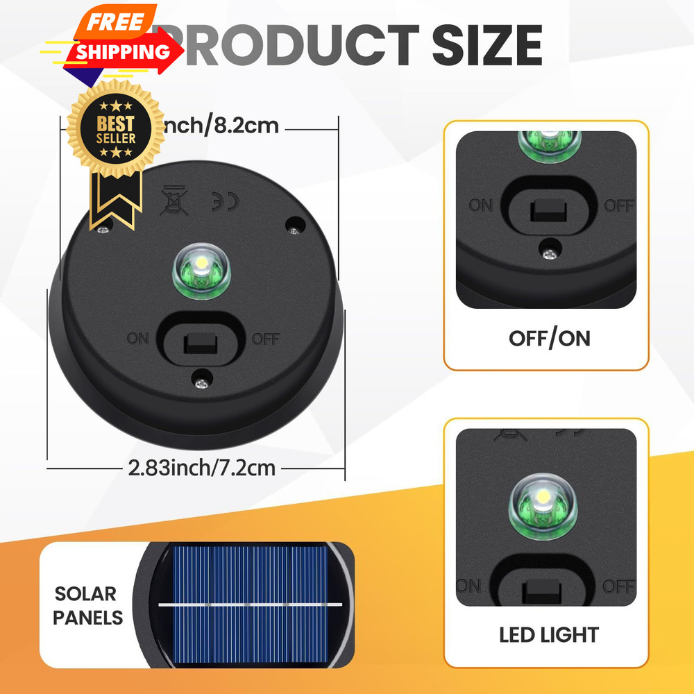 2-Pack Replacement Solar Light Parts, Waterproof 8.2CM-2P, Black