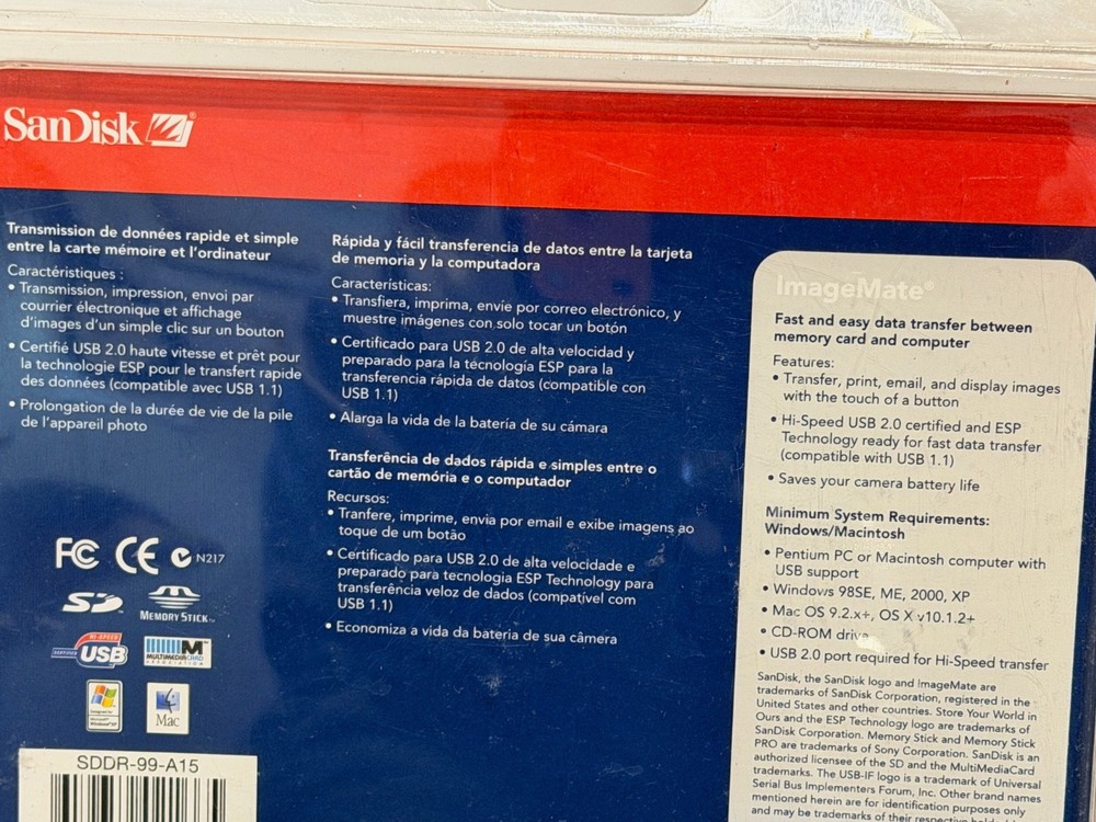 SanDisk ImageMate USB 2.0 5 in 1 Card Reader Writer Transfer Button Open Box