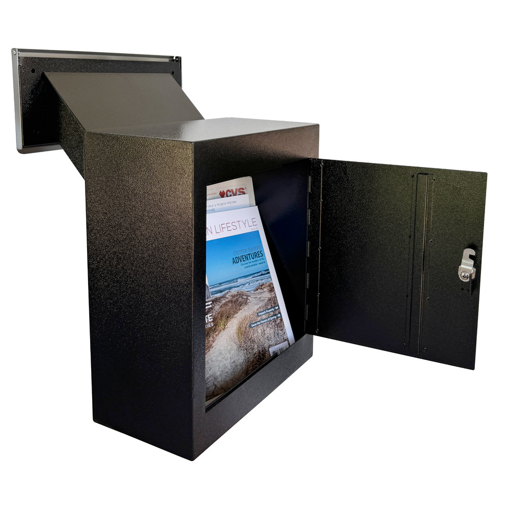 OPEN BOX Rainproof Through the Wall Locking Mailbox with 10'' Adjustable Chute