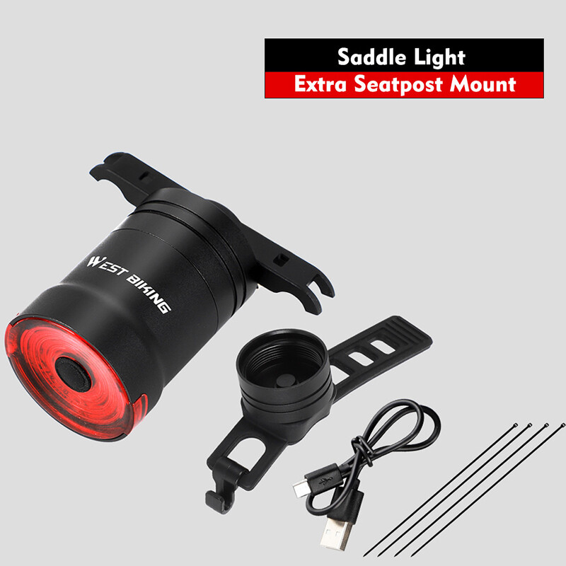 WEST BIKING Smart Bicycle Rear Tail Light USB Rechargeable Brake Sensing Light