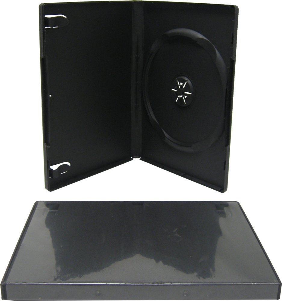 (100) Black Empty Standard Replacement Single DVD Cases Boxes 14mm Disc DVBR14BK